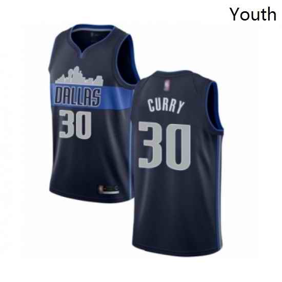 Youth Dallas Mavericks 30 Seth Curry Swingman Navy Blue Basketball Jersey Statement Edition